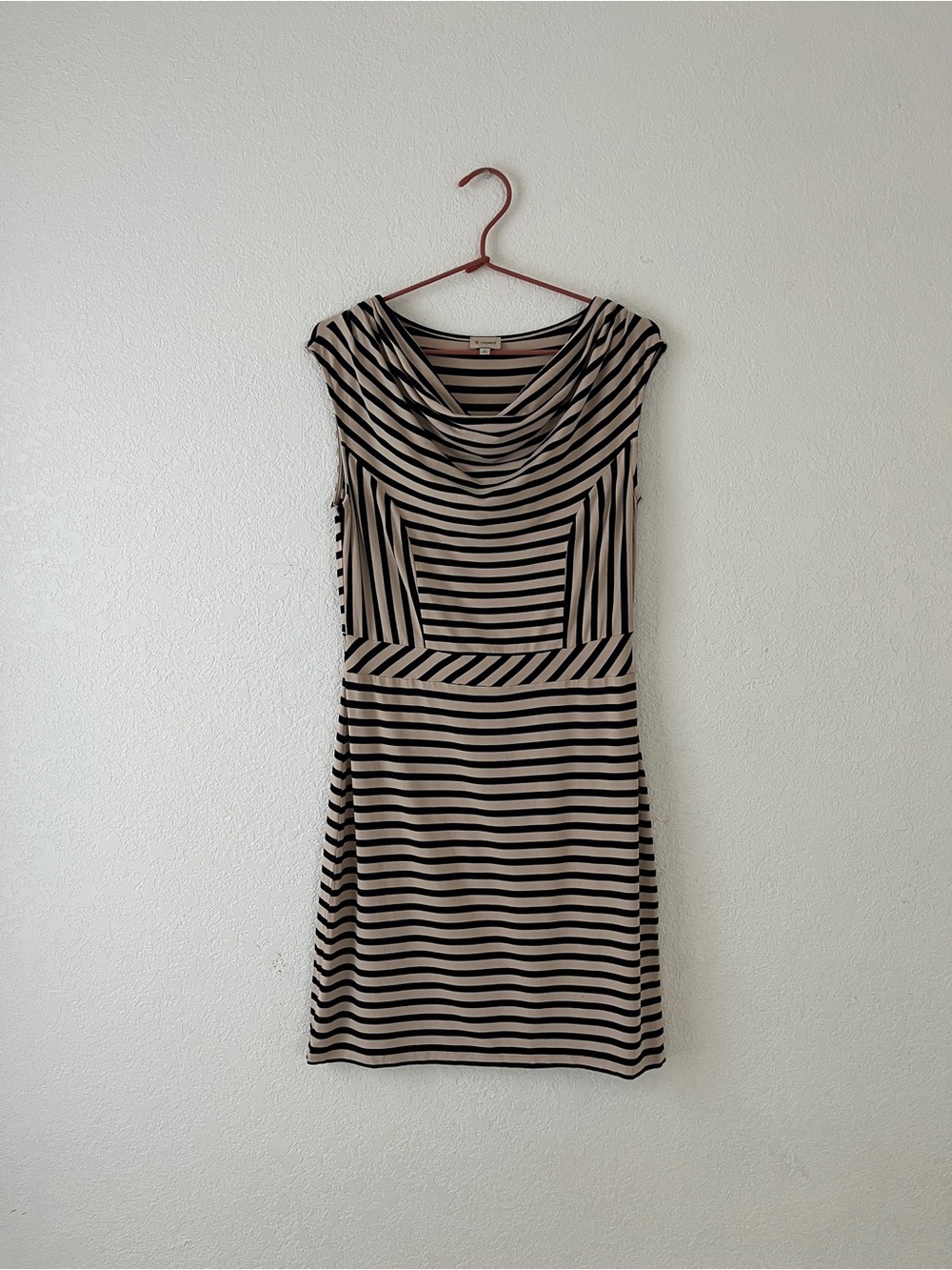 Cremieux Striped Jersey Knit Cowl Neck Dress